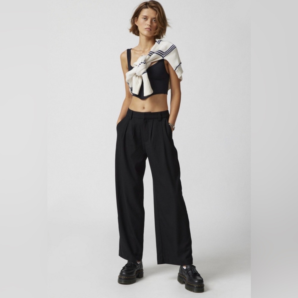 BDG Grandpa Baggy Pinstriped Women's Gray Wide-Leg Pants - S - 4/6
